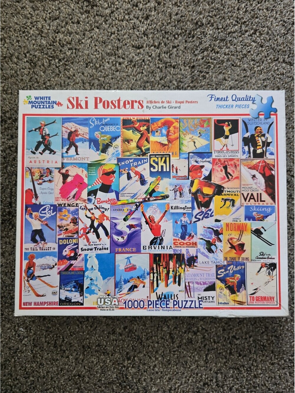 White Mountain Ski Posters 1000 Pc Jigsaw Puzzle Charlie Girard Complete Skiing